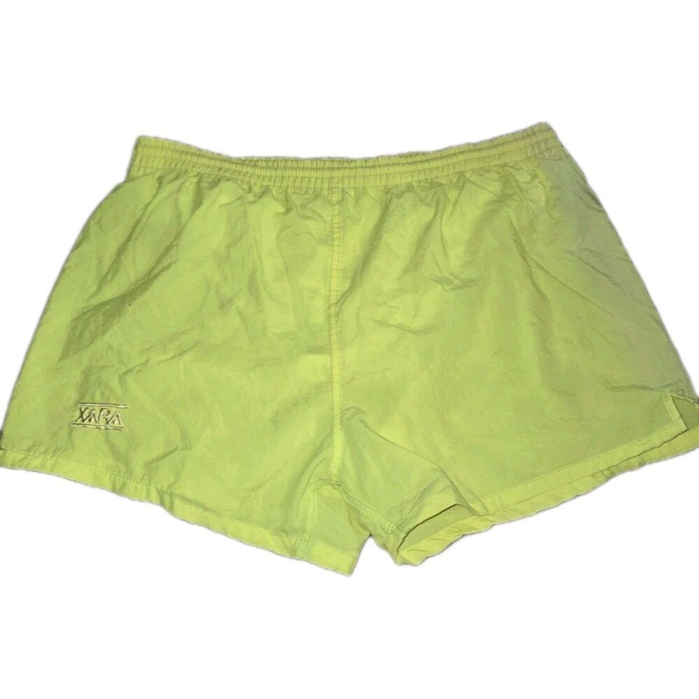 Vintage Xara Nylon Soccer Shorts Yellow Lined Men's Large 34" L 90s Y2K Faded